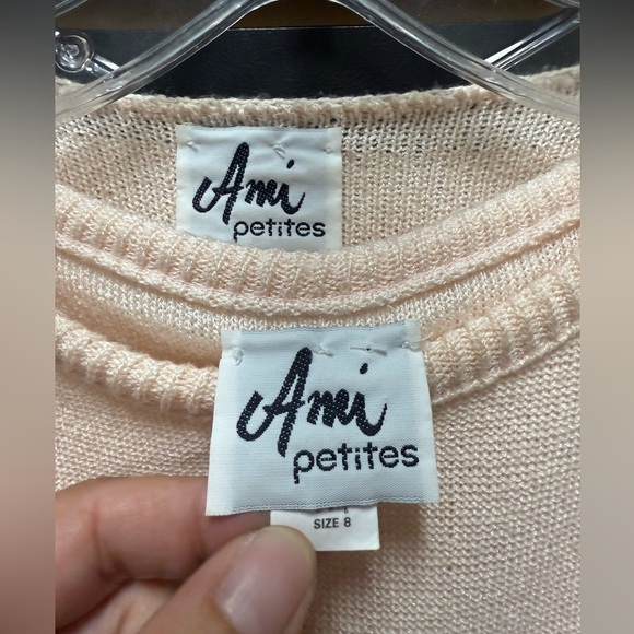 Ami Petite Cream and Pink Long Sleeve Sweater Dress Casual two piece - Picture 2 of 7